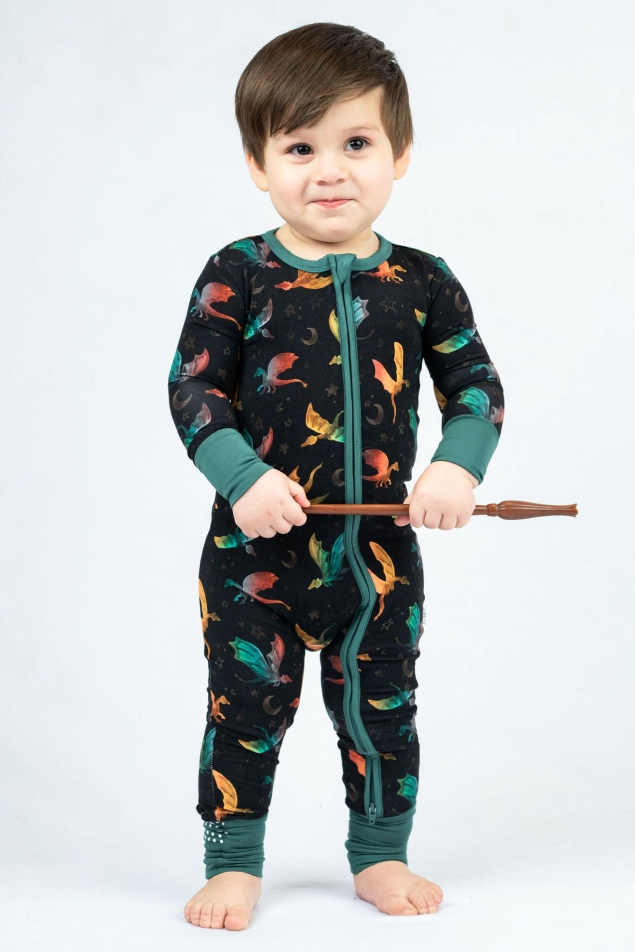 Dragon Print Bamboo Zip-Up One-Piece Pajamas for Babies & Toddlers - Sophia Rose Children's Boutique