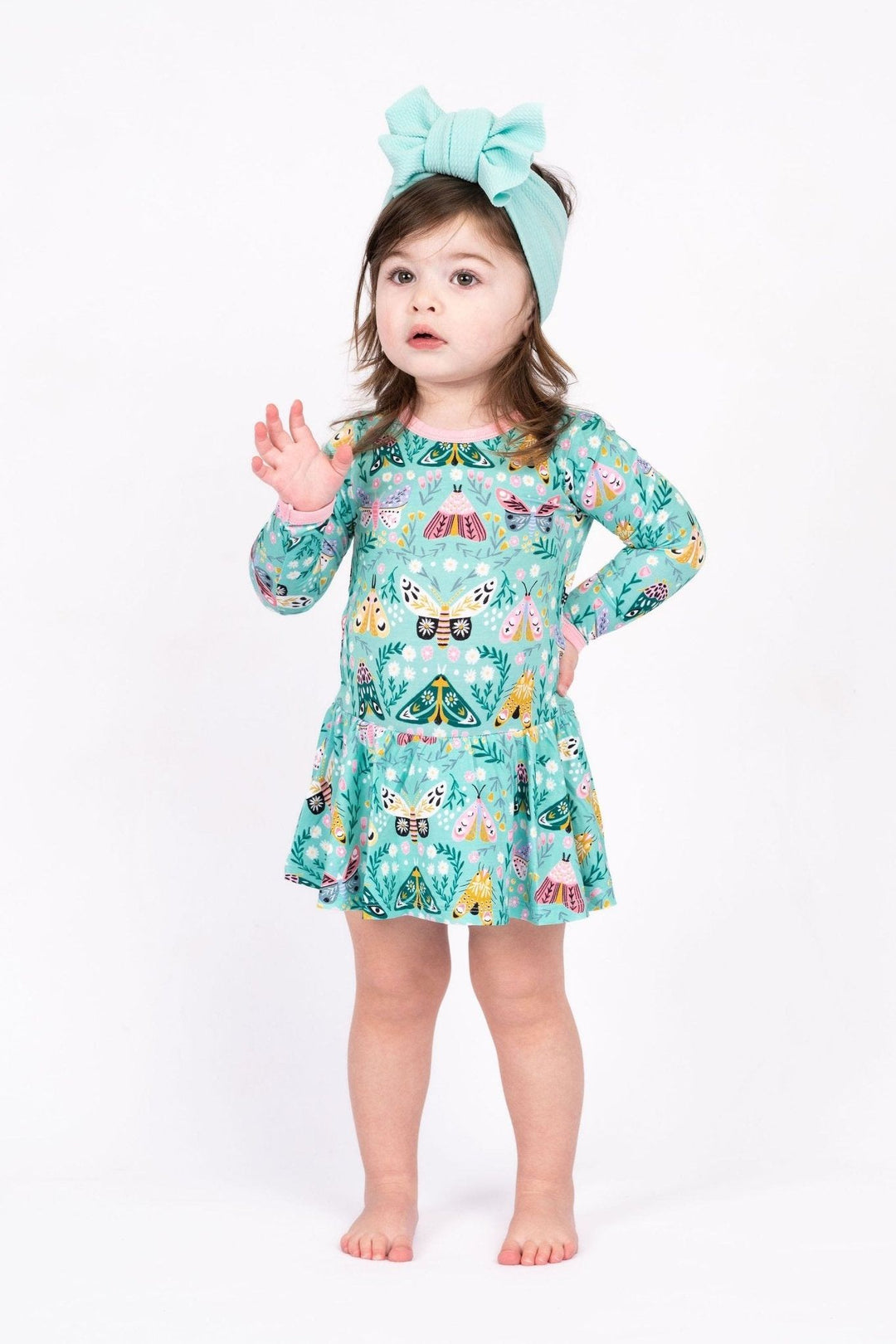 Moth Print Bamboo Ruffle Dress Bodysuit for Babies - Sophia Rose Children's Boutique