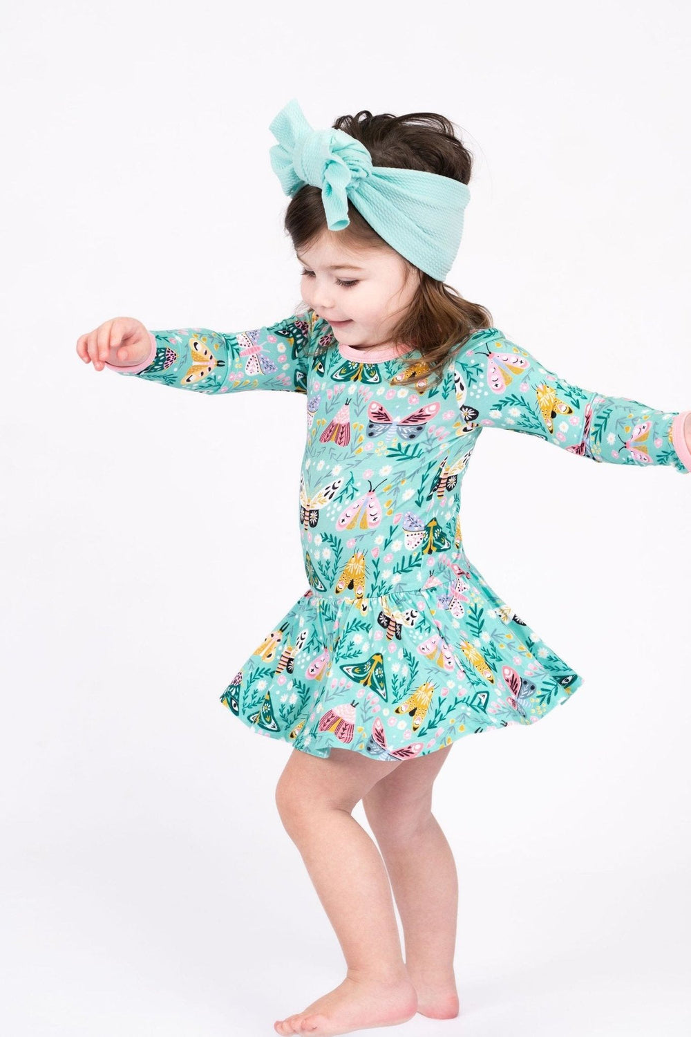 Moth Print Bamboo Ruffle Dress Bodysuit for Babies - Sophia Rose Children's Boutique