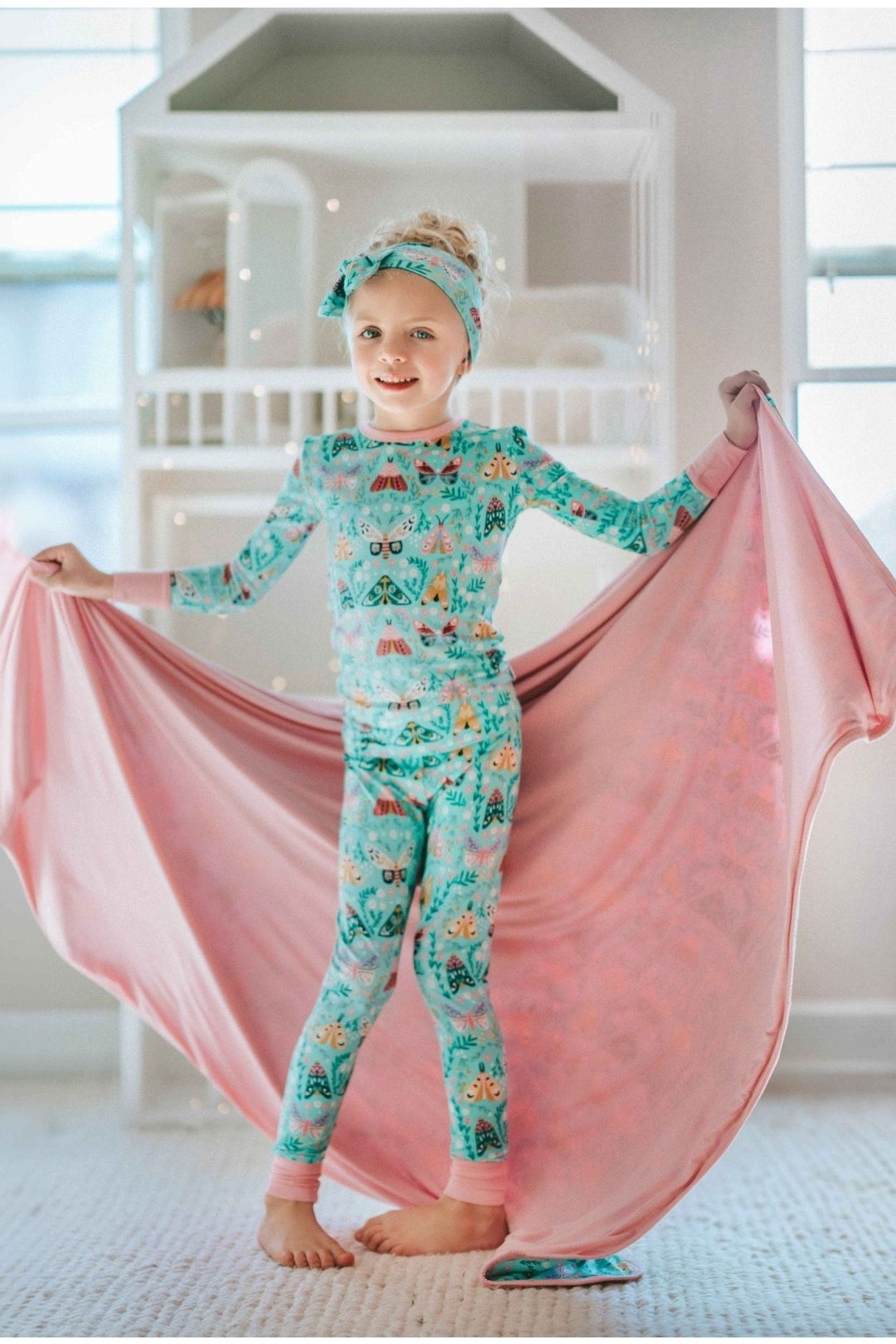 Vibrant Moth Print Bamboo Two-Piece Pajama Sets  for toddlers and kids - Sophia Rose Children's Boutique