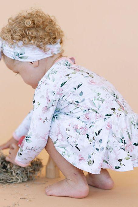 Bamboo Skirted Bodysuit Baby Dress - Watercolor Hummingbird Print - Sophia Rose Children's Boutique