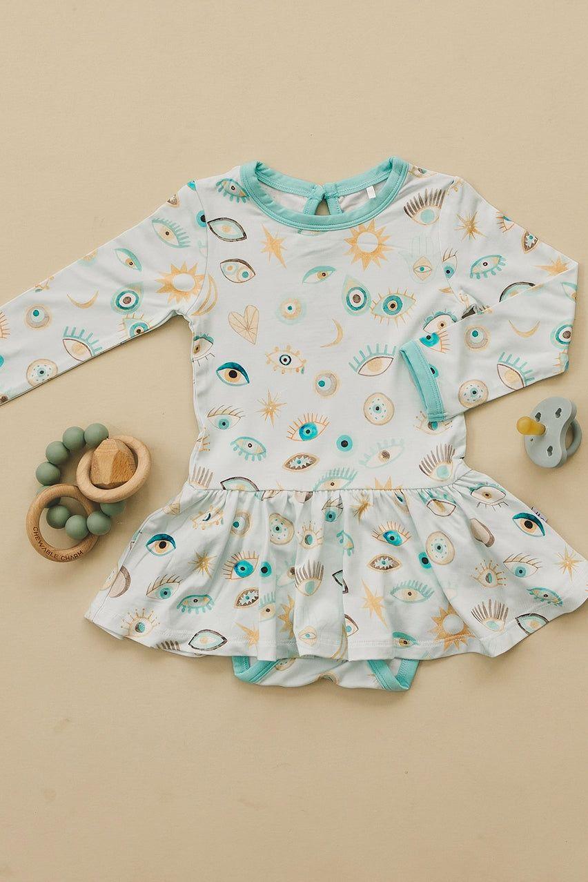 Blue Evil Eye Nazar Bamboo Romper Dress for Babies & Toddlers
