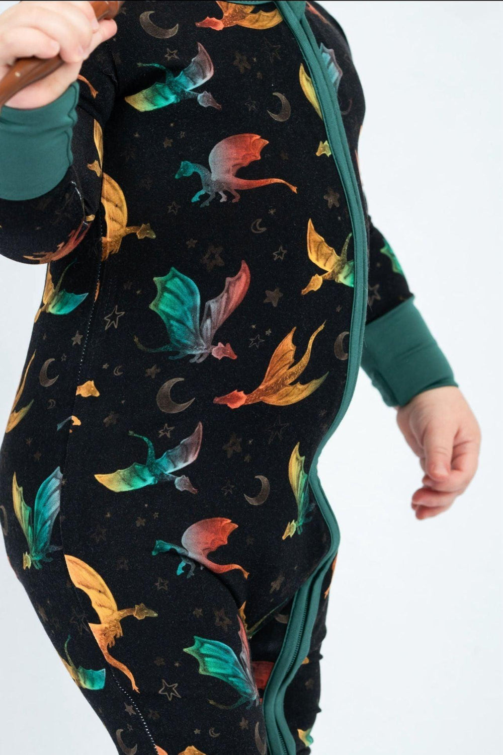 Dragon Print Bamboo Zip-Up One-Piece Pajamas for Babies & Toddlers