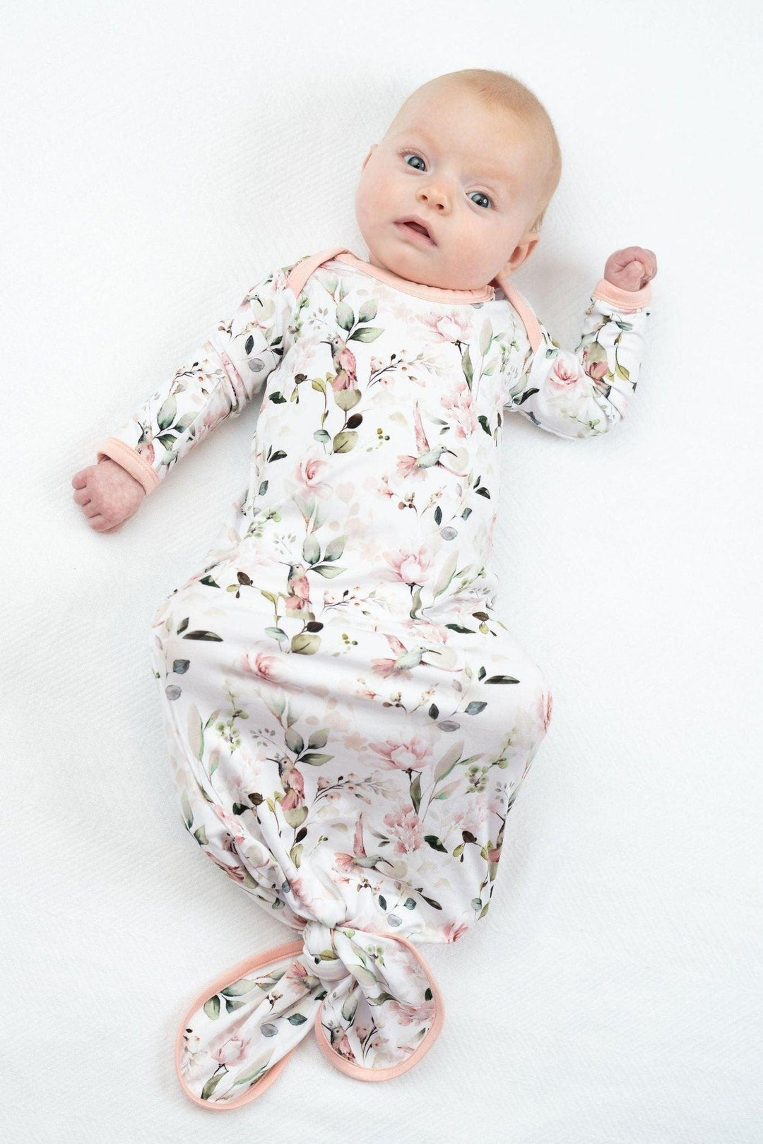 Newborn Hummingbird Print Knotted Gown - Eco Bamboo - Sophia Rose Children's Boutique