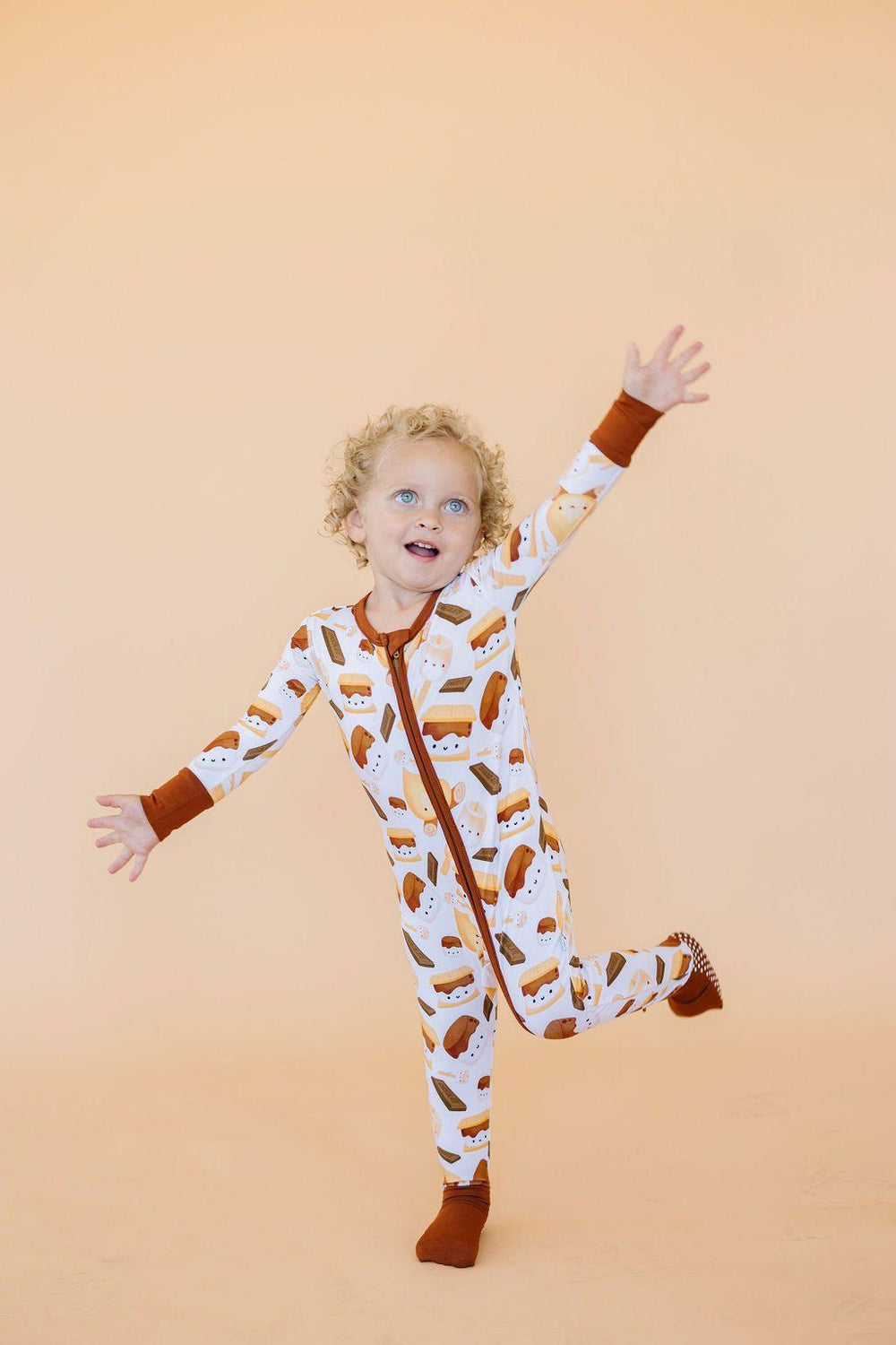 S'mores Print Bamboo Baby Zipper Pajamas - One Piece - Sophia Rose Children's Boutique