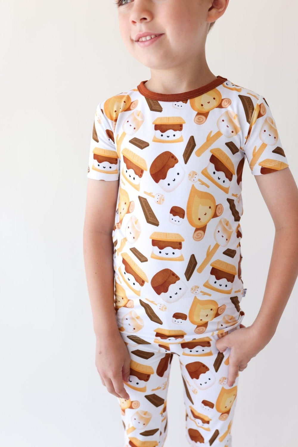S'mores Print Bamboo Kids Pajama Set - Short Sleeve &amp; Pants - Sophia Rose Children's Boutique