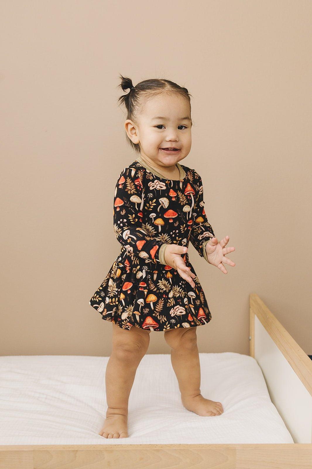 Toadstool Tales Bamboo Bodysuit Dress: Mushroom Magic for Babies & Toddlers - Sophia Rose Children's Boutique