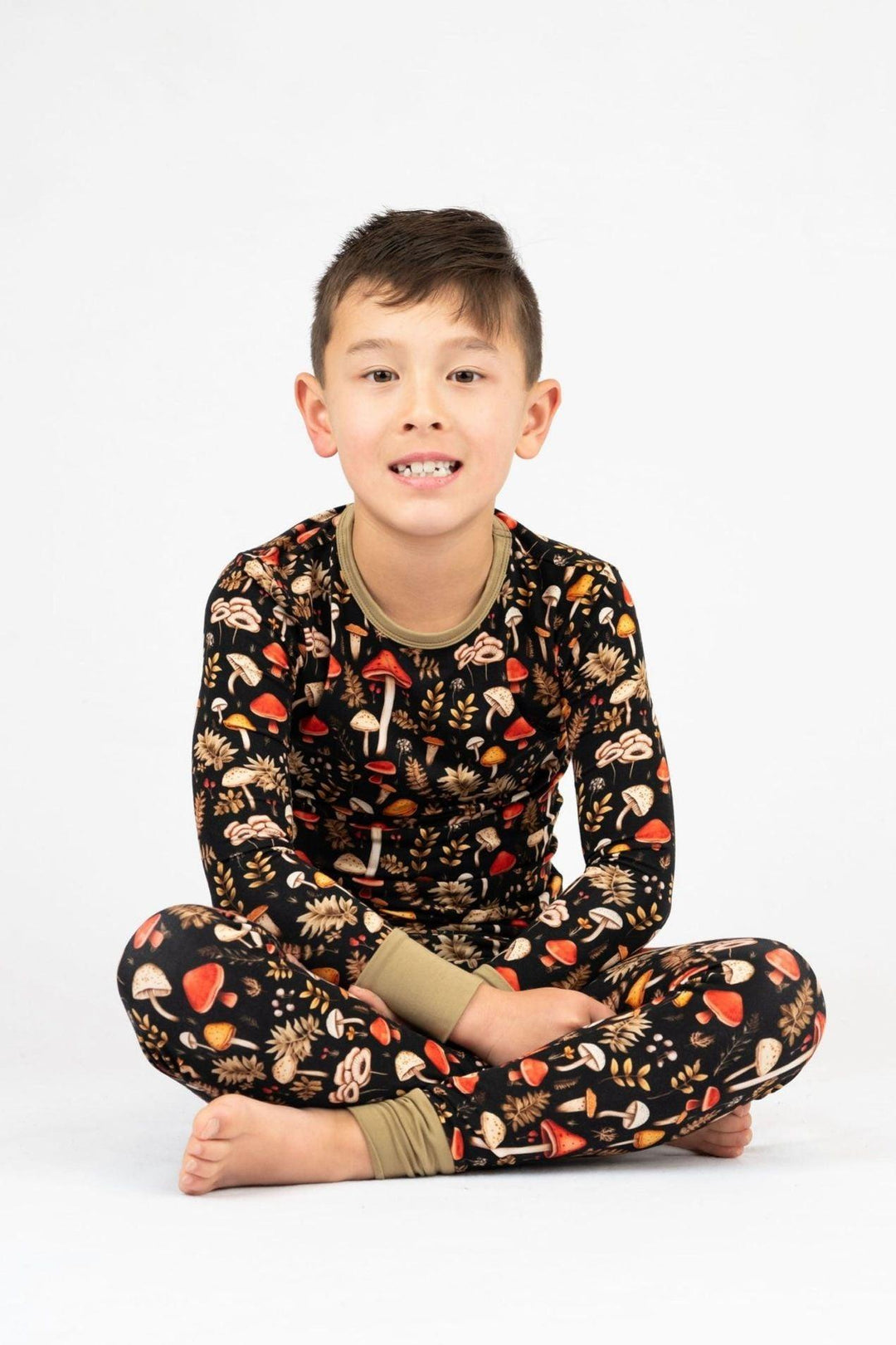 Toadstool Tales: Kids' Two-Piece Mushroom Bamboo Pajamas - Unisex - Sophia Rose Children's Boutique