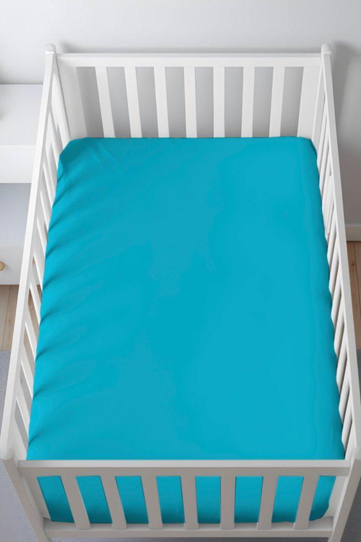 Aqua Blue Bamboo Crib Sheet - Standard Size Bedding for Tranquil Sleep
