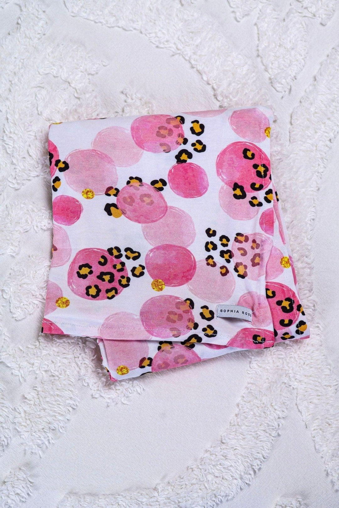 Black & Pink Leopard Print Bamboo Swaddle Blanket