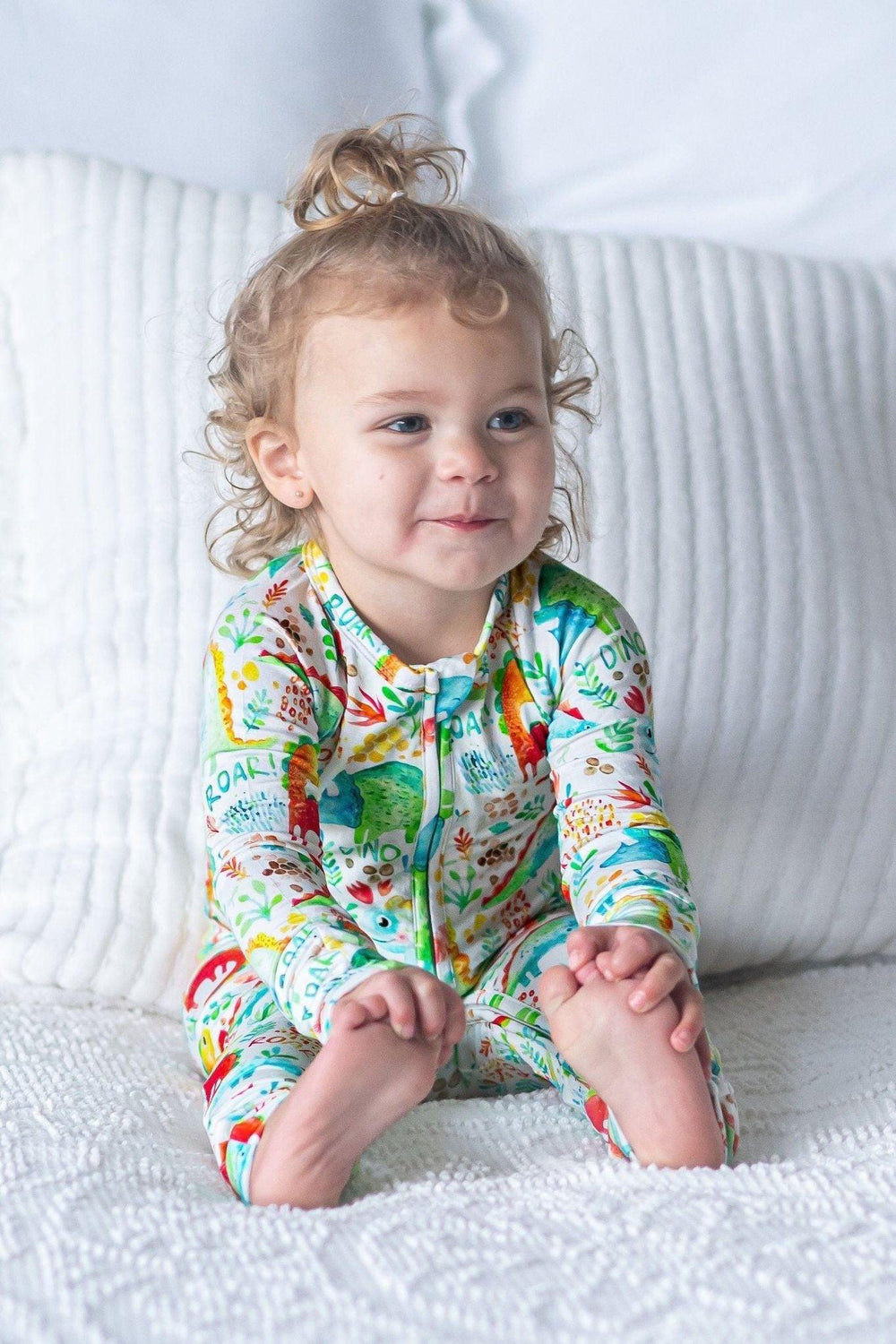 Dinosaur One-Piece Bamboo Zip Up Baby Pajamas