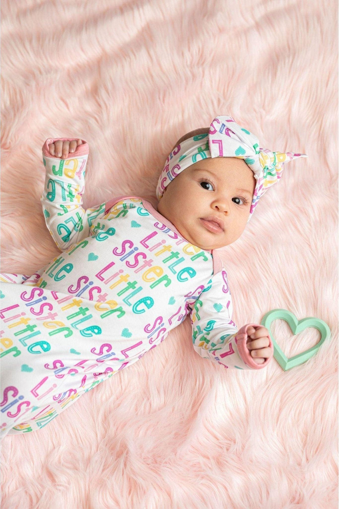 Little Sister Bamboo Newborn Knotted Gown - Soft & Eco-Friendly - Sophia Rose Children's Boutique