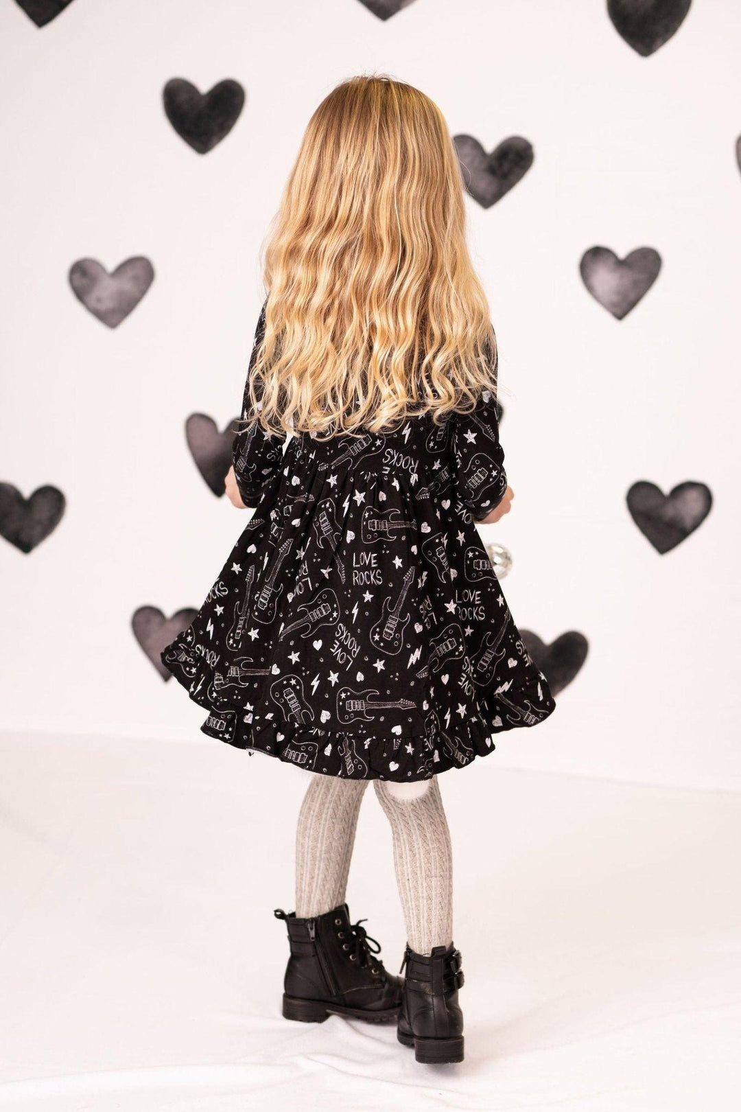 Girls Love Rocks Bamboo Twirl Dress - Perfect for Valentine's Day - Sophia Rose Children's Boutique