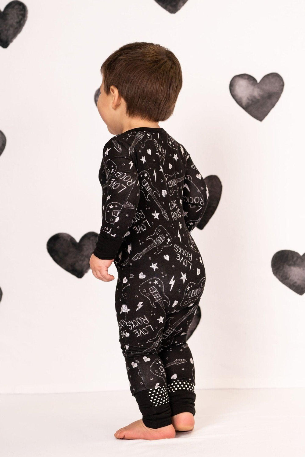 Love Rocks Zip-Up One-Piece Pajamas for Baby & Toddler - Valentine's Day - Sophia Rose Children's Boutique