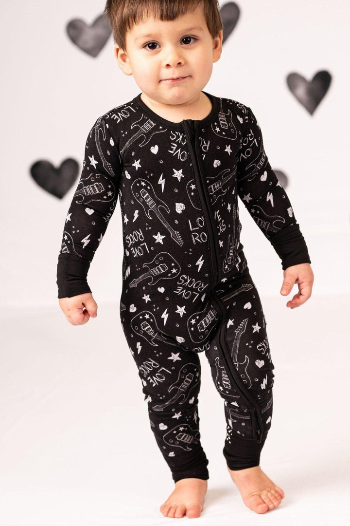 Love Rocks Zip-Up One-Piece Pajamas for Baby & Toddler - Valentine's Day - Sophia Rose Children's Boutique