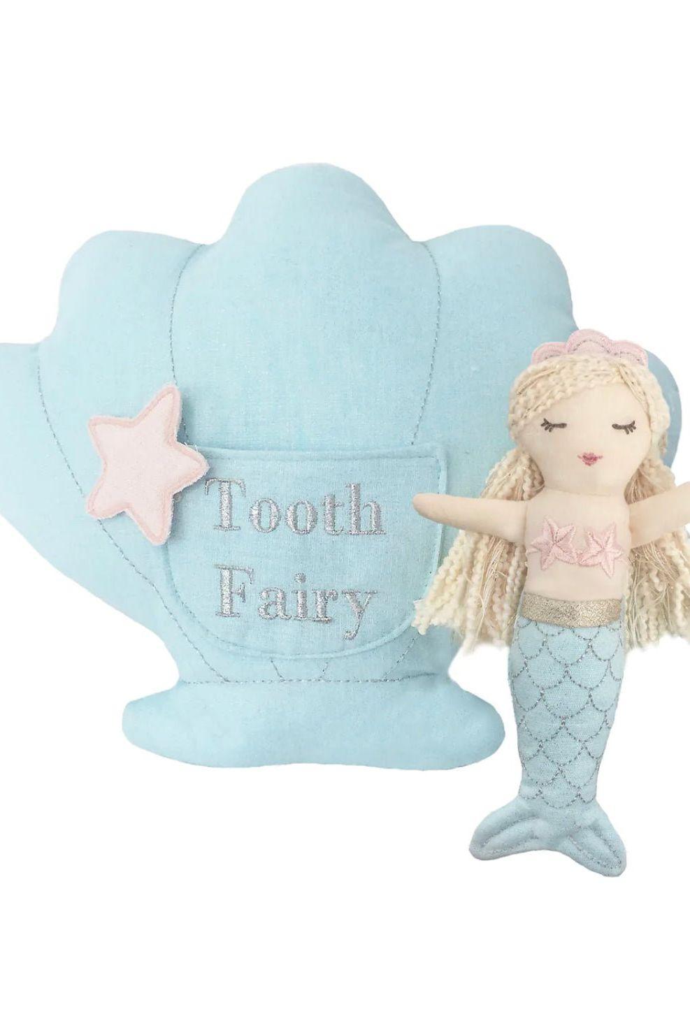Mimi the Mermaid Tooth Fairy Shell Pillow - Magical Tooth Protector - Sophia Rose Children's Boutique