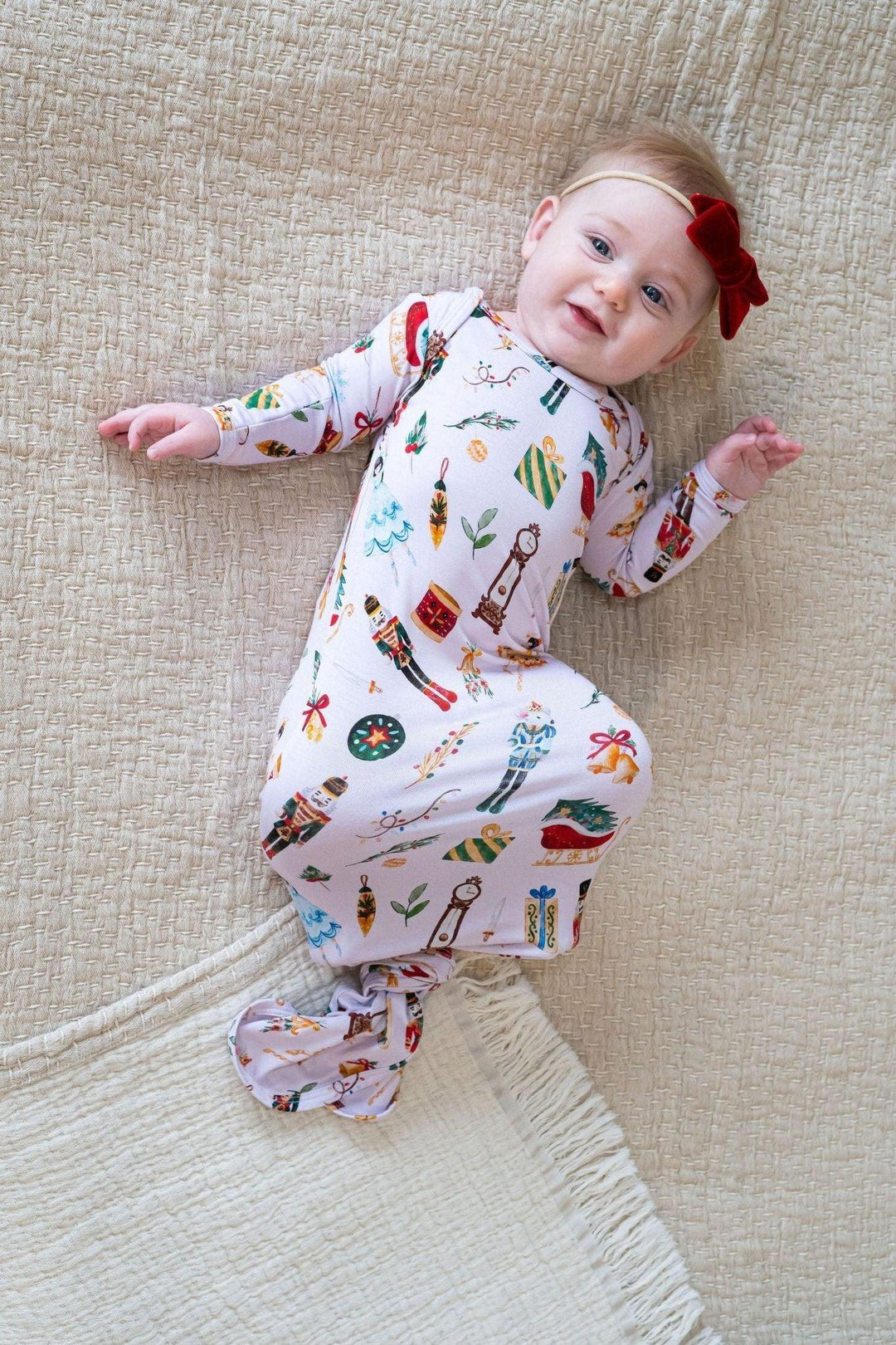 Magical Nutcracker Holiday Bamboo Newborn Knotted Gown - Sophia Rose Children's Boutique
