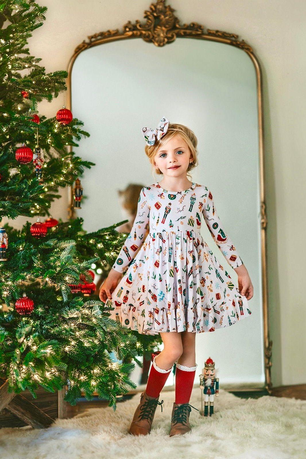 Girls' Nutcracker Bamboo Twirl Dress: Perfect Holiday Season Classic - Sophia Rose Children's Boutique