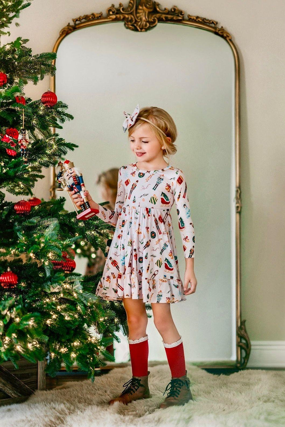 Girls' Nutcracker Bamboo Twirl Dress: Perfect Holiday Season Classic - Sophia Rose Children's Boutique