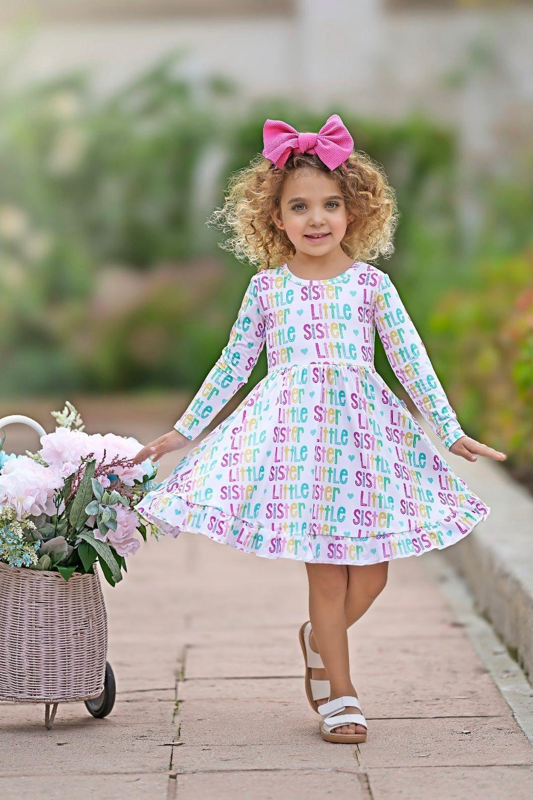 Pastel Little Sister Bamboo Twirl Dress - Soft & Eco-Friendly - Sophia Rose Children's Boutique
