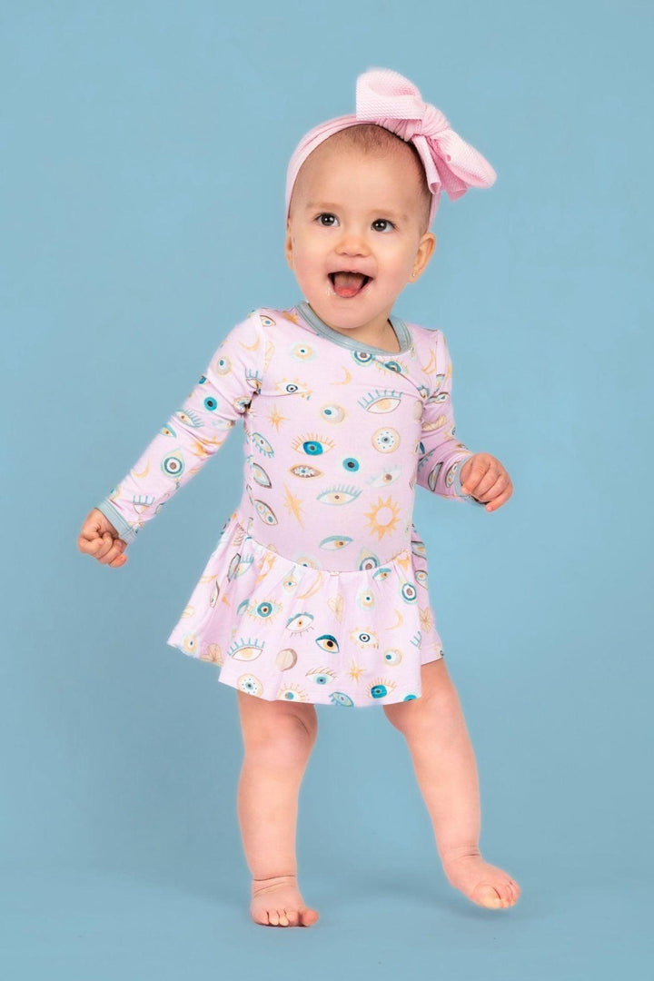 Pink Nazar Bamboo Skirted Bodysuit Dress for Babies & Toddlers - Sophia Rose Children's Boutique