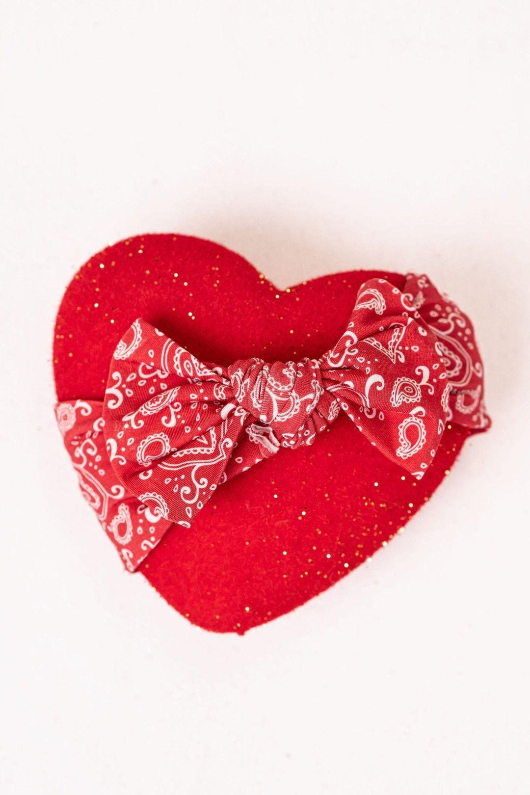 Red Paisley Hearts Valentine's Day Knotted Bamboo Headband - Sophia Rose Children's Boutique
