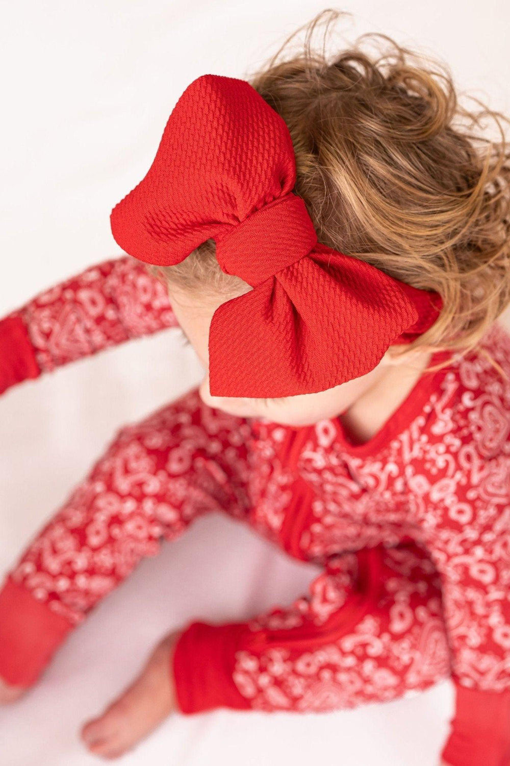Red Textured Knotted Bow Headband - Sophia Rose Children's Boutique
