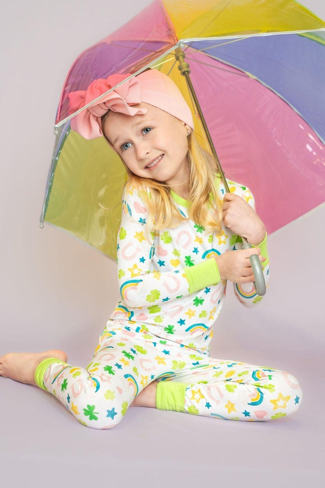Green and White Bamboo Two Piece Kids Pajamas- Perfect for St. Patty's Day or Rainbow Babies