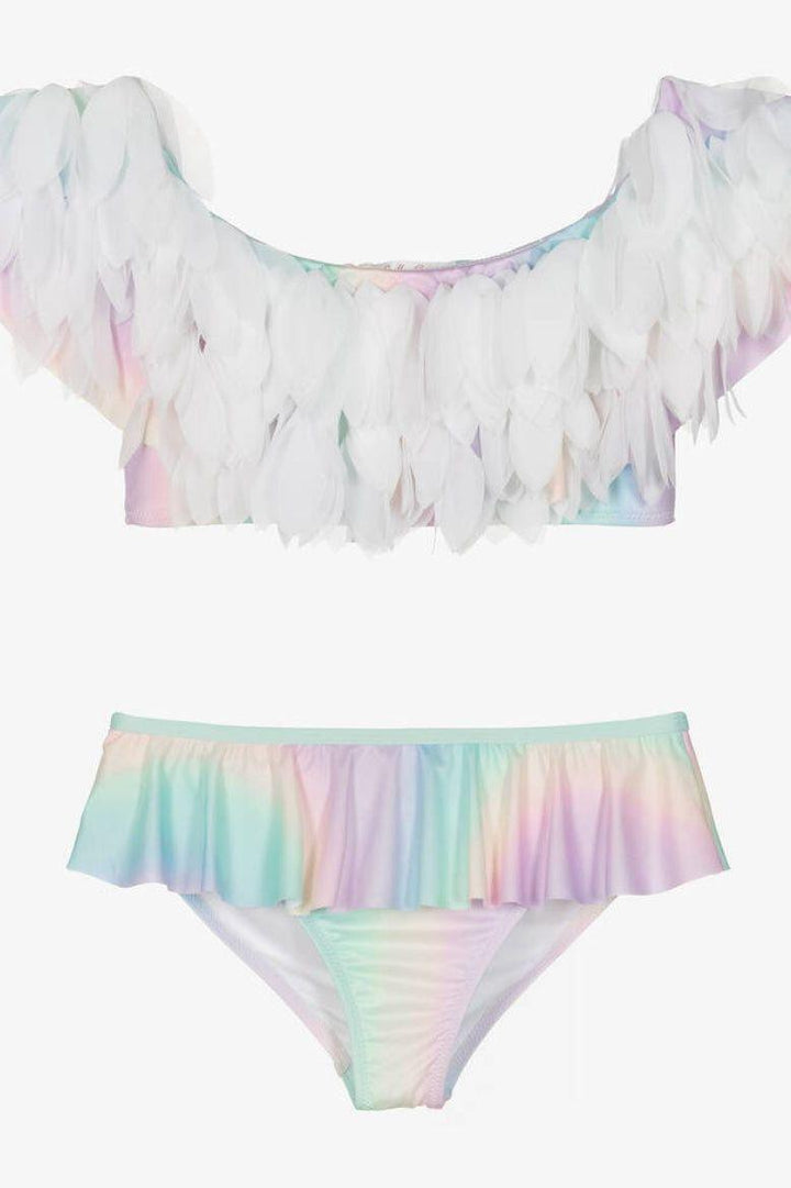 Stella Cove- Two Piece Rainbow with White Petal Trim Swimsuit for Girls - Sophia Rose Children's Boutique