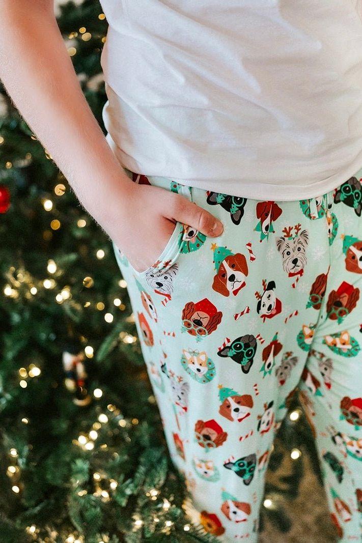 Unisex, Adult Women's, and Men's Christmas Dogs Bamboo Sleep Pants - Sophia Rose Children's Boutique