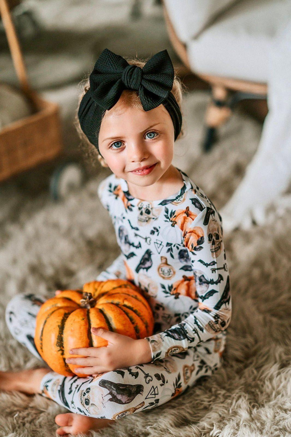 Unisex Children's Two-Piece Skulls and Pumpkins Bamboo Pajamas – Cozy Halloween Sleepwear - Sophia Rose Children's Boutique