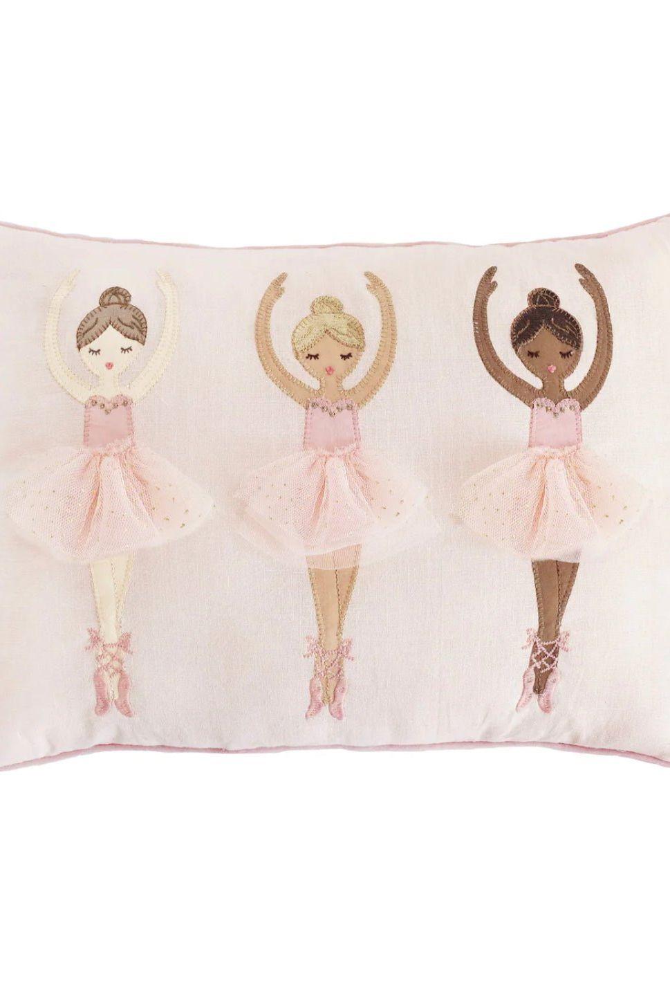 Whimsical 12 x 16 Ballerina Lumbar Pillow - Perfect for Kids' Bedrooms!